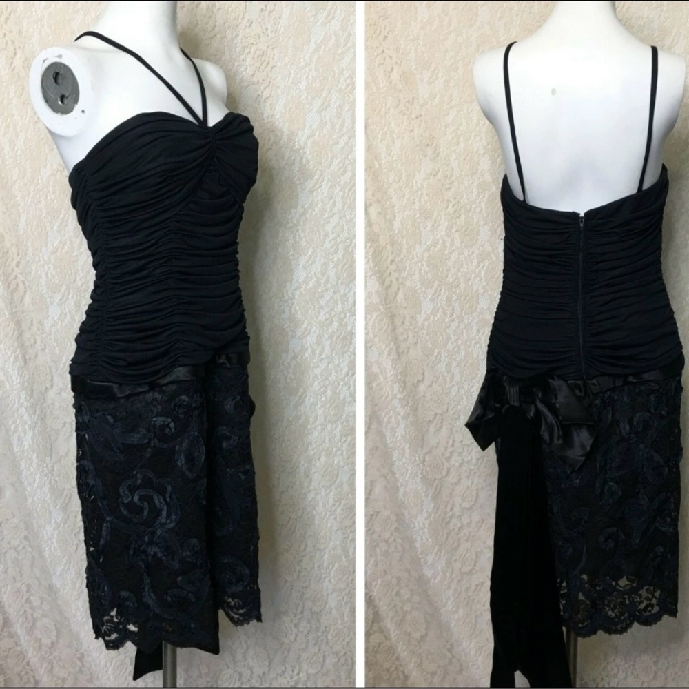 VTG Lillie Rubin Strapless  Lace Big Bow Evening Gown Sz 4
